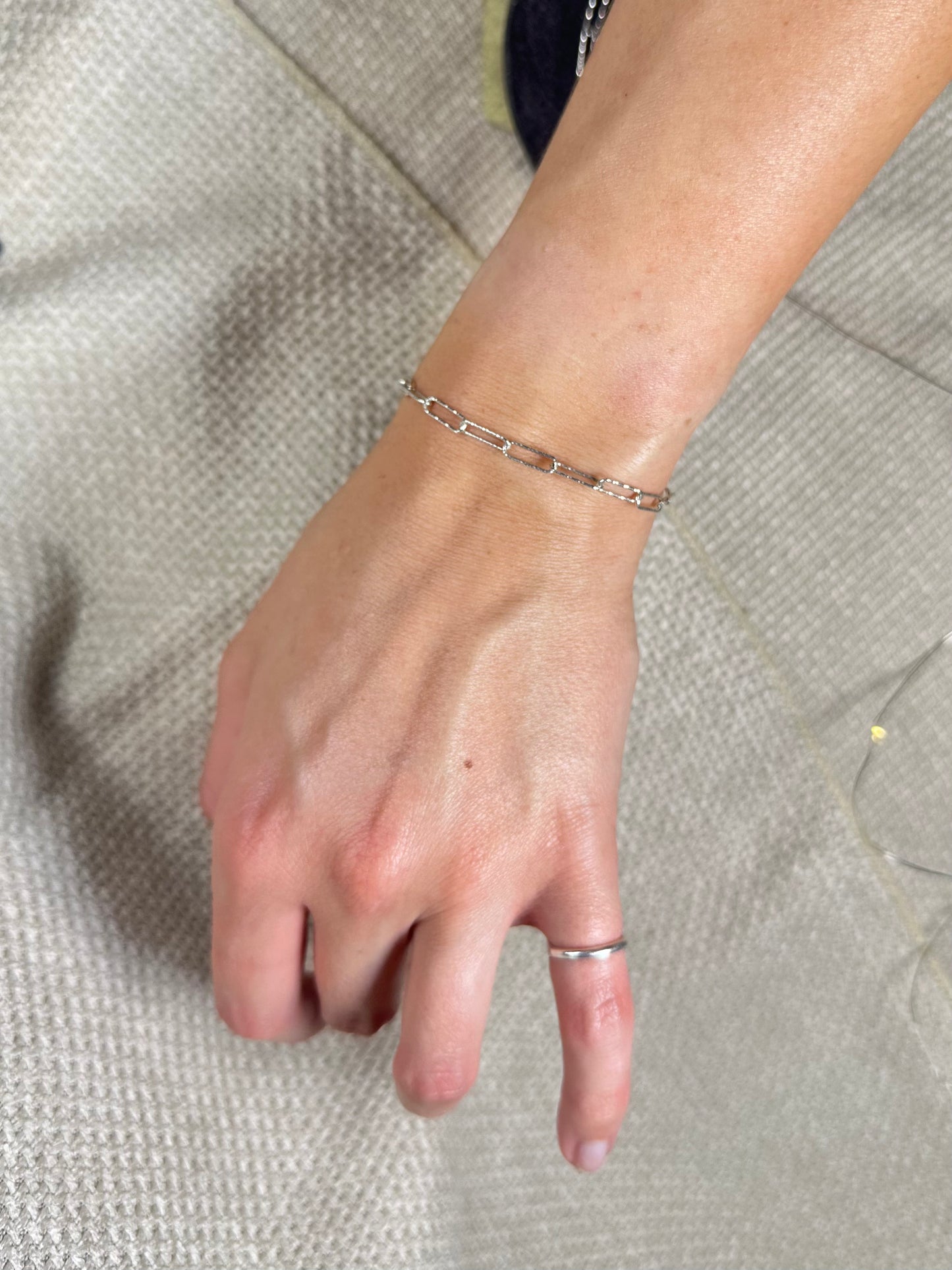 925 Sterling Silver Sparkle Mini Paper-chain Bracelet