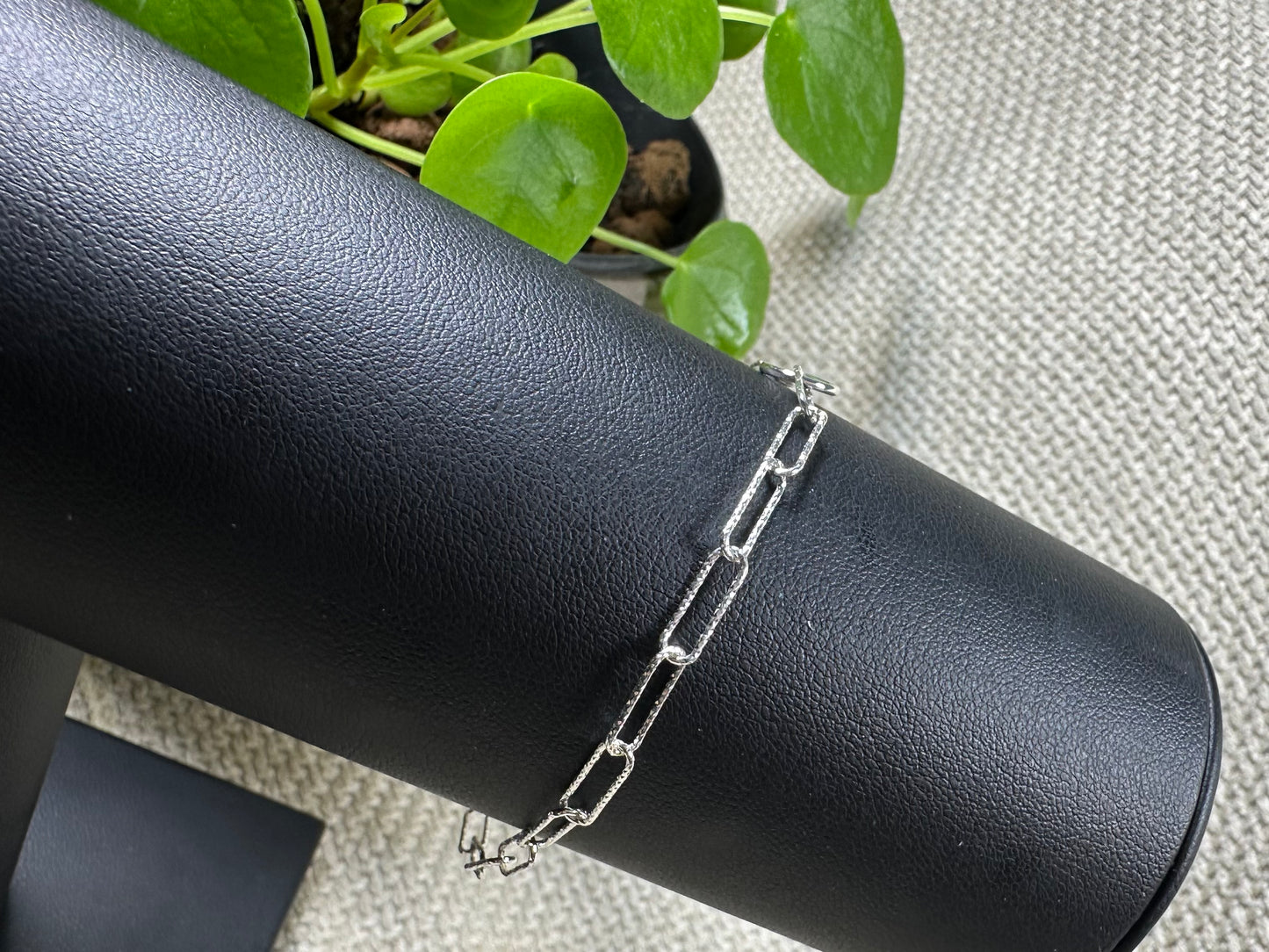 925 Sterling Silver Sparkle Mini Paper-chain Bracelet