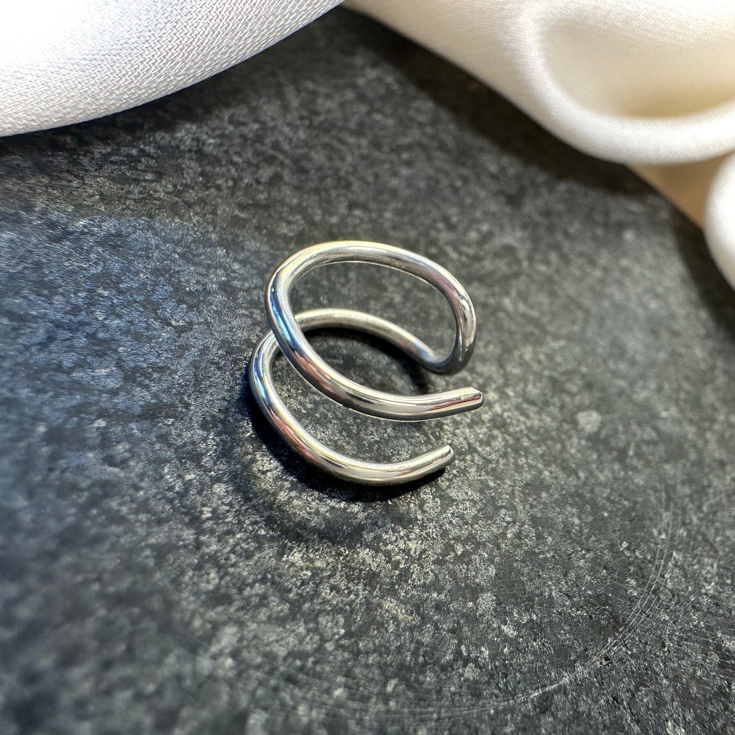 Recycled 925 Sterling Silver Ear Cuff - Double Pierce Illusion