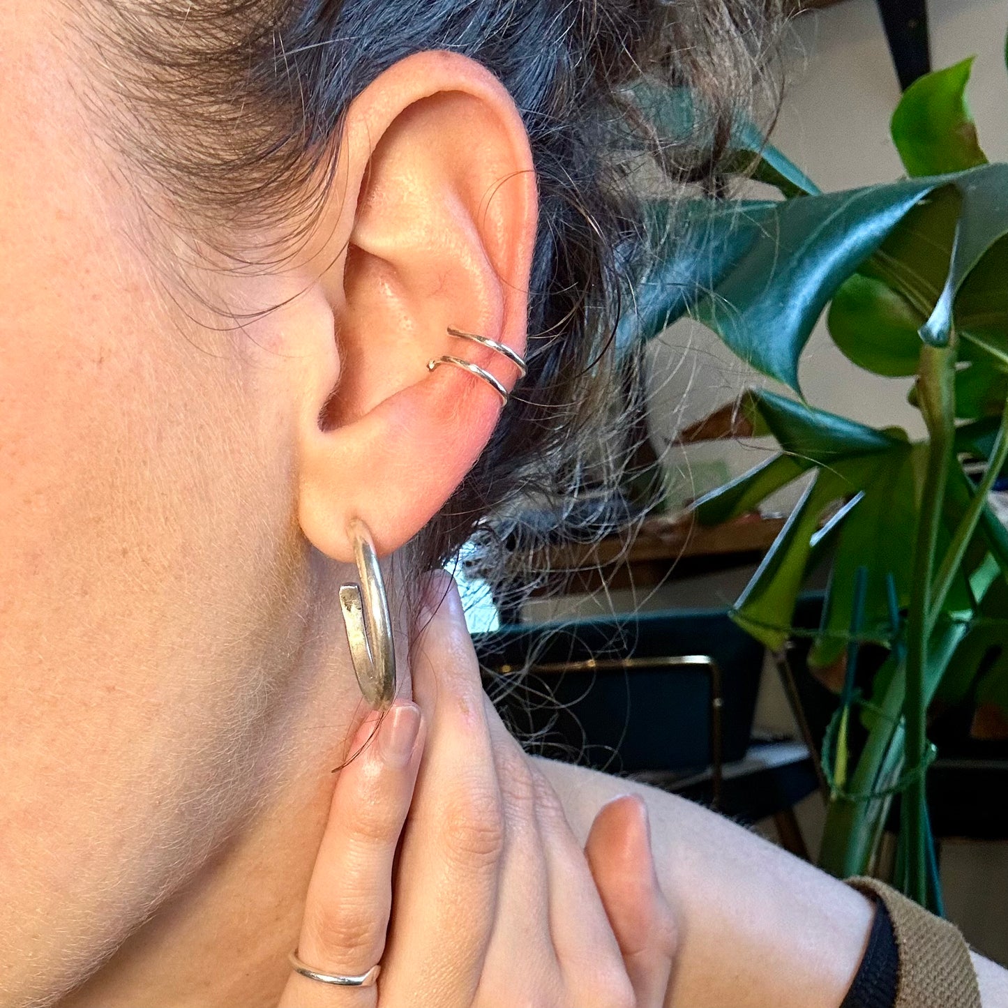 Recycled 925 Sterling Silver Ear Cuff - Double Pierce Illusion