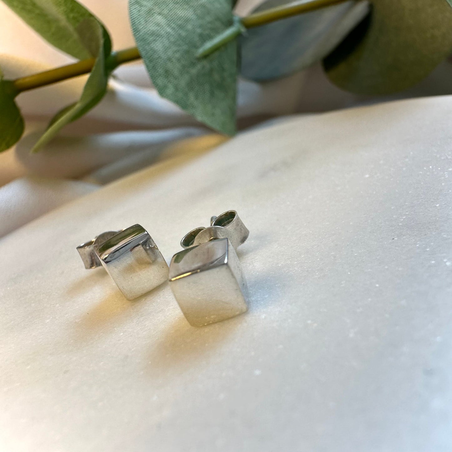 Cubed Sterling Silver Earrings