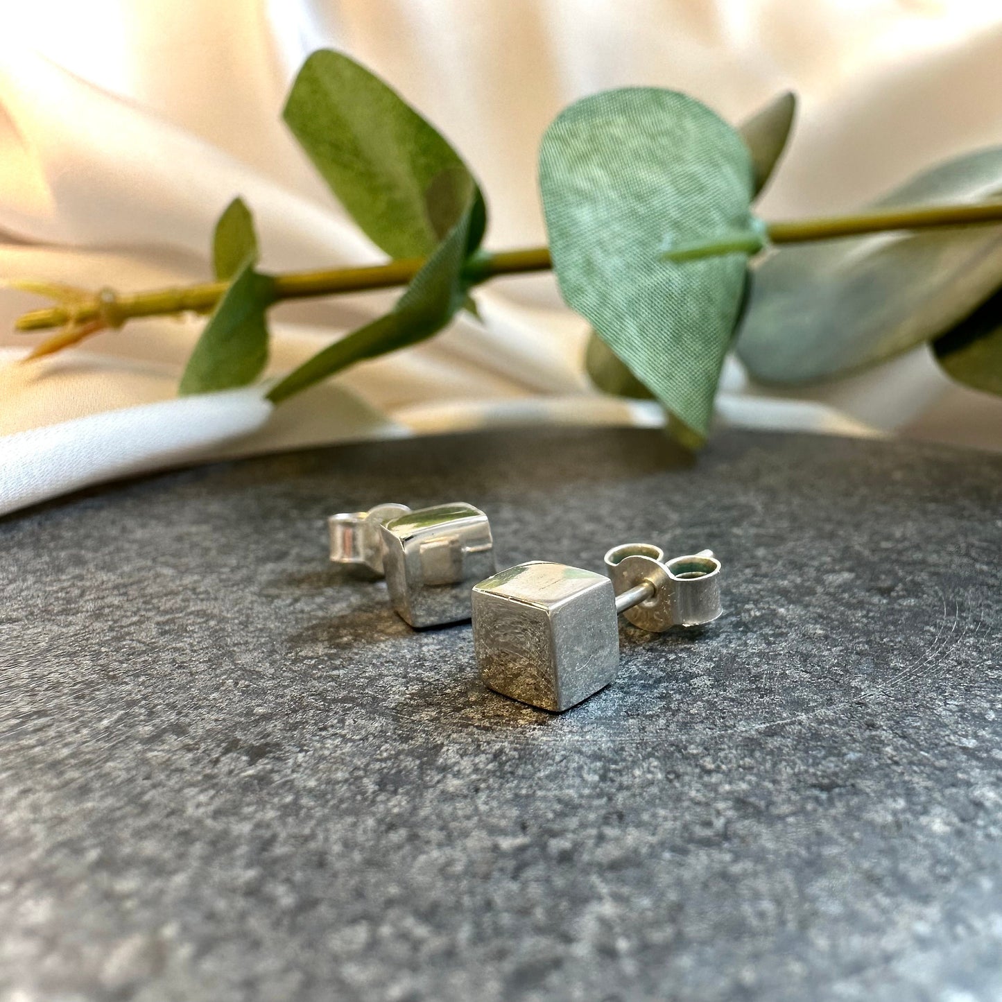 Cubed Sterling Silver Earrings