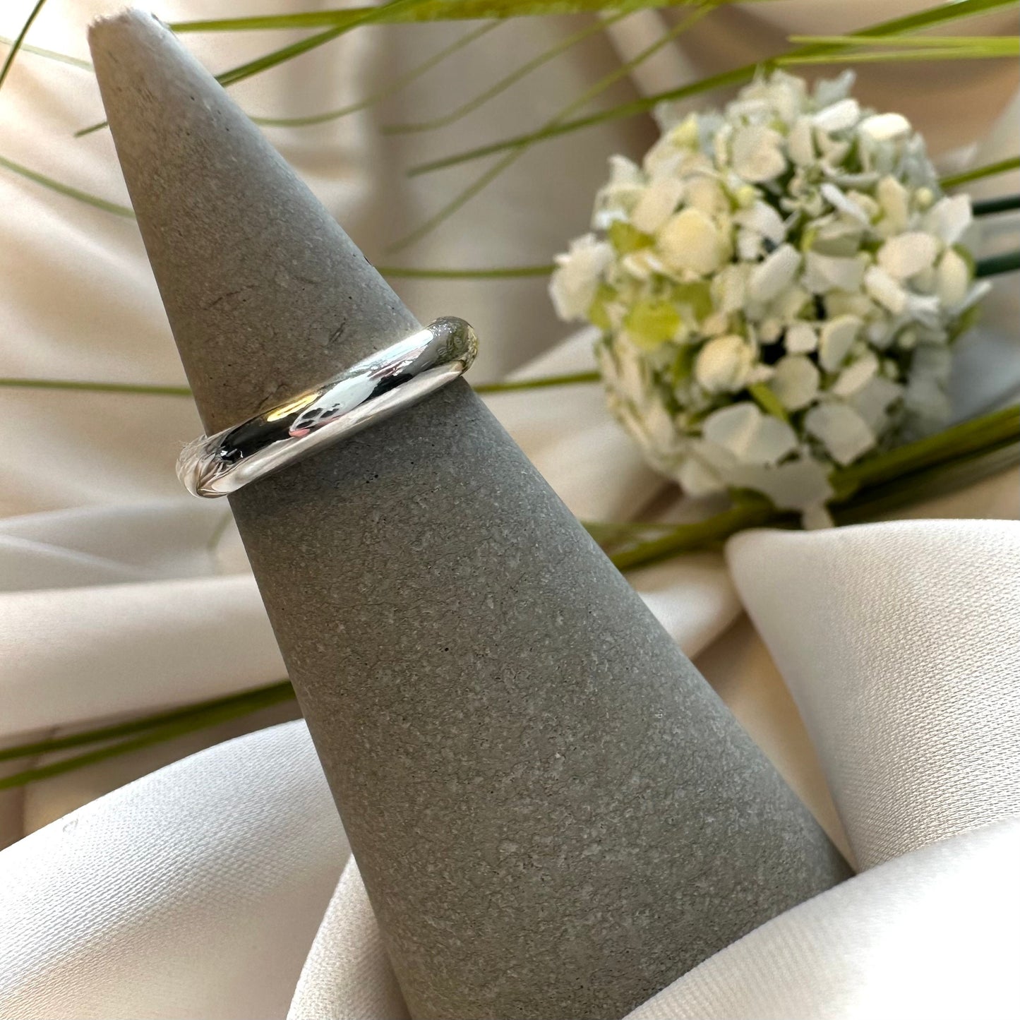 Plain Sterling Silver D shape Band
