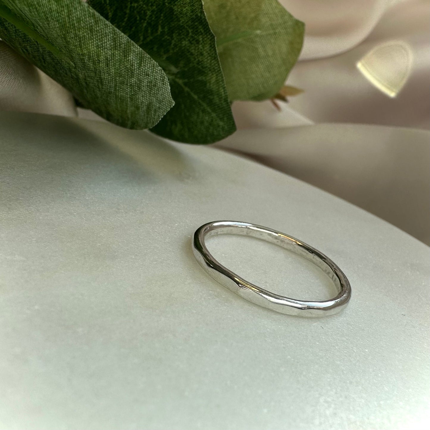Hammered Textured Sterling Silver Ring