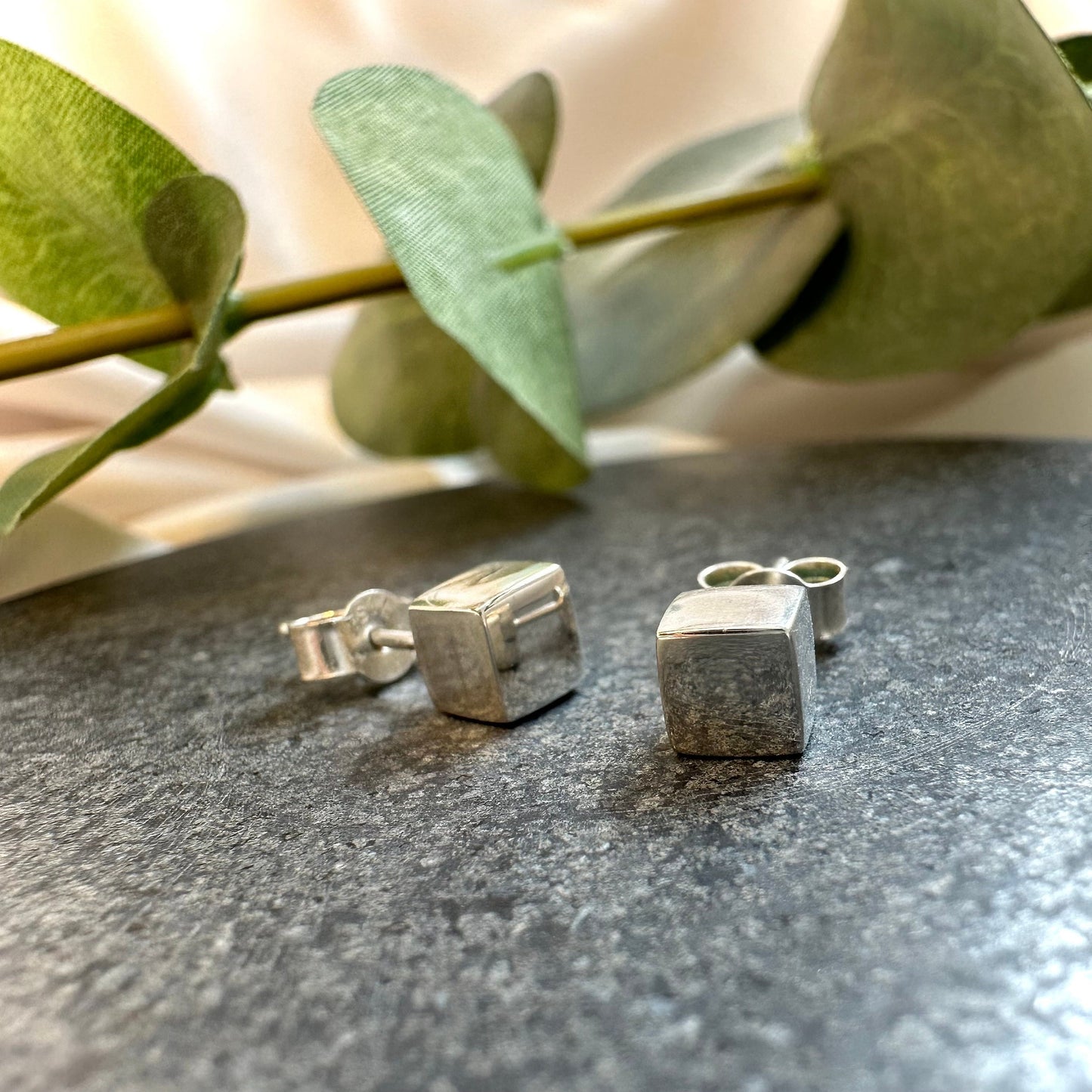 Cubed Sterling Silver Earrings