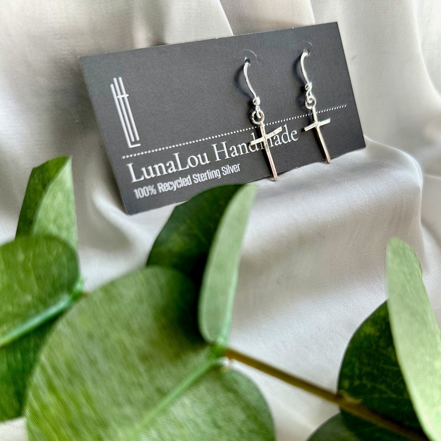 Sterling Silver Cross Dangle Earrings