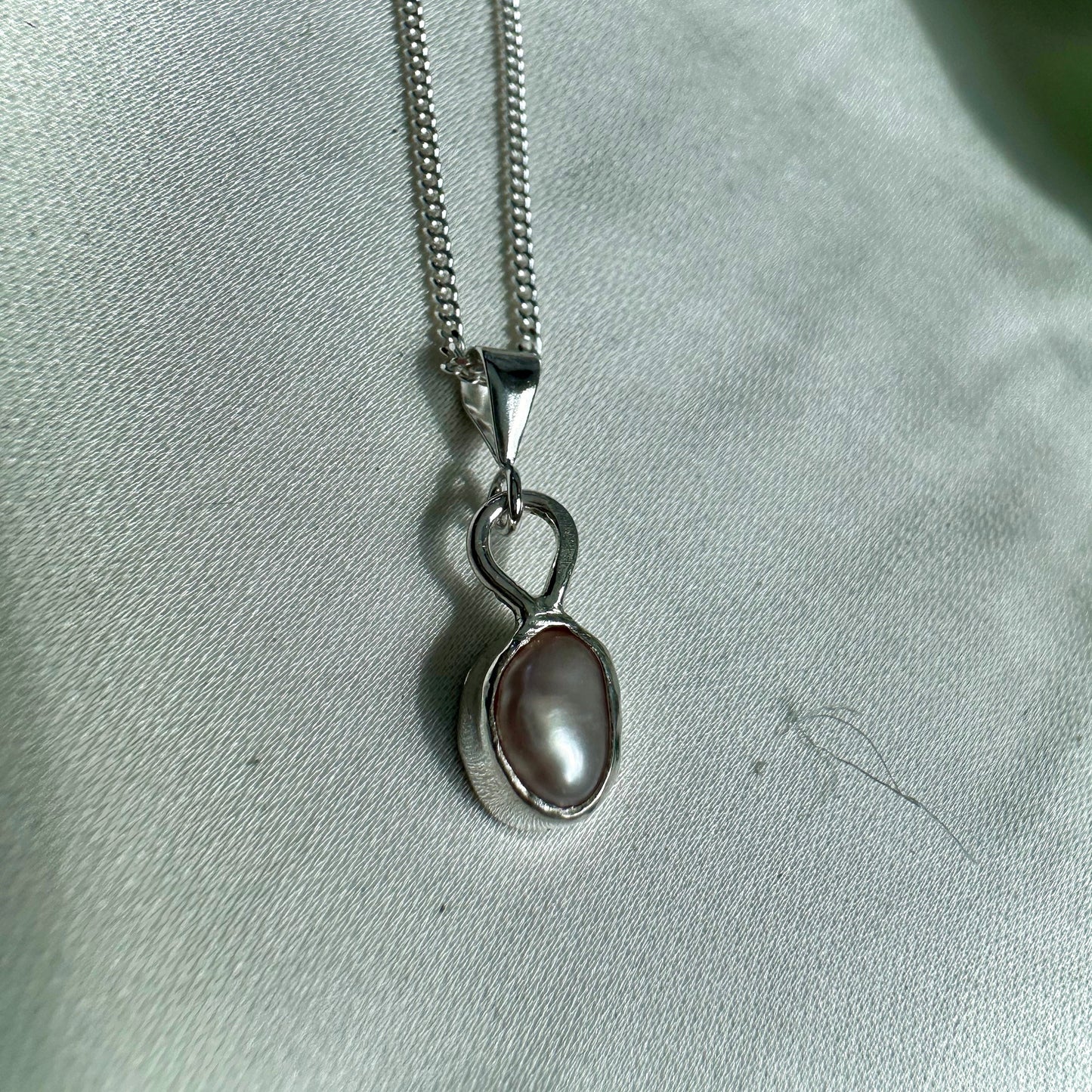 Fresh Water Wonky Pearl in a Sterling Silver Home Pendant and Chain