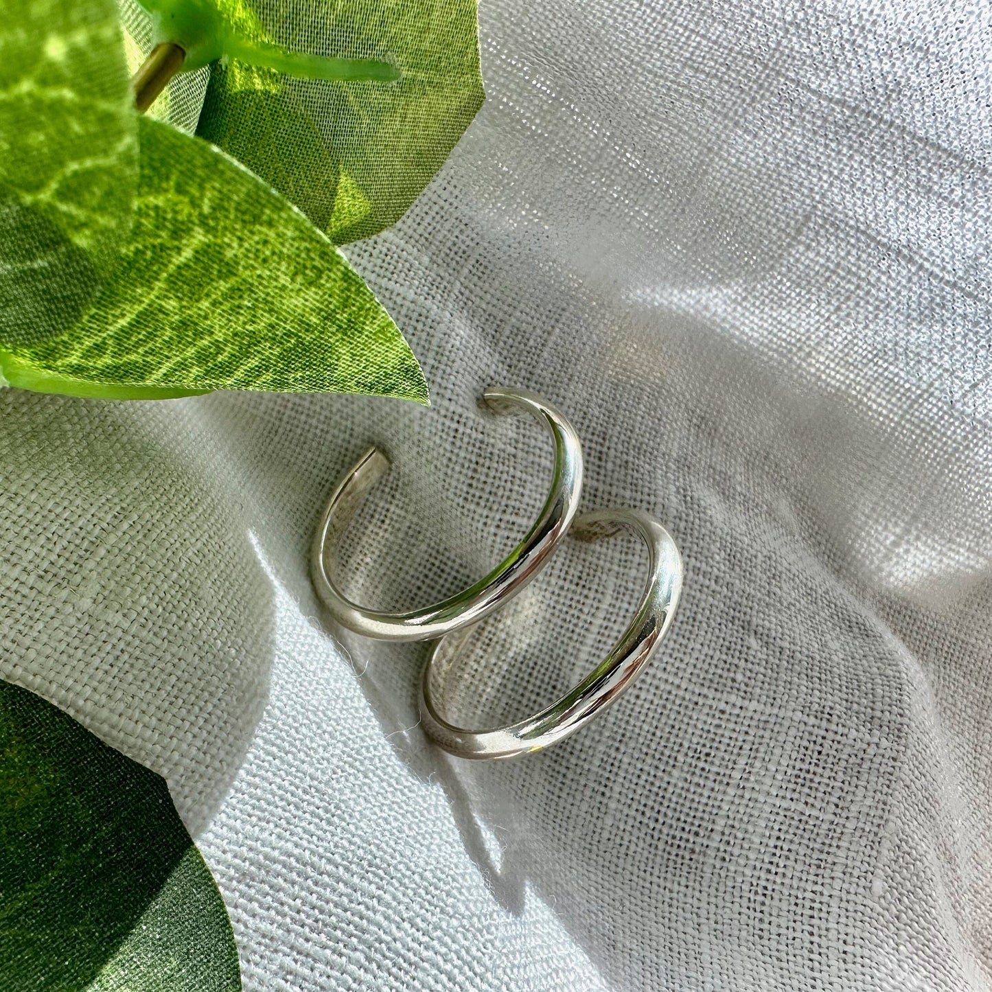 Sterling Silver Statement Medium Hoop Earrings