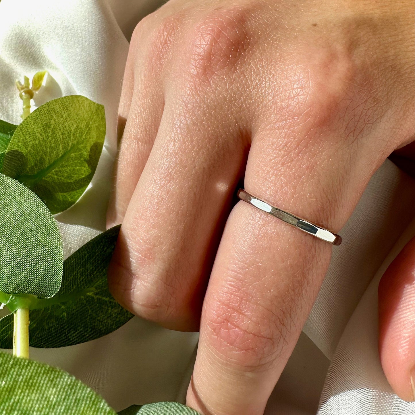 Hammered Textured Sterling Silver Ring