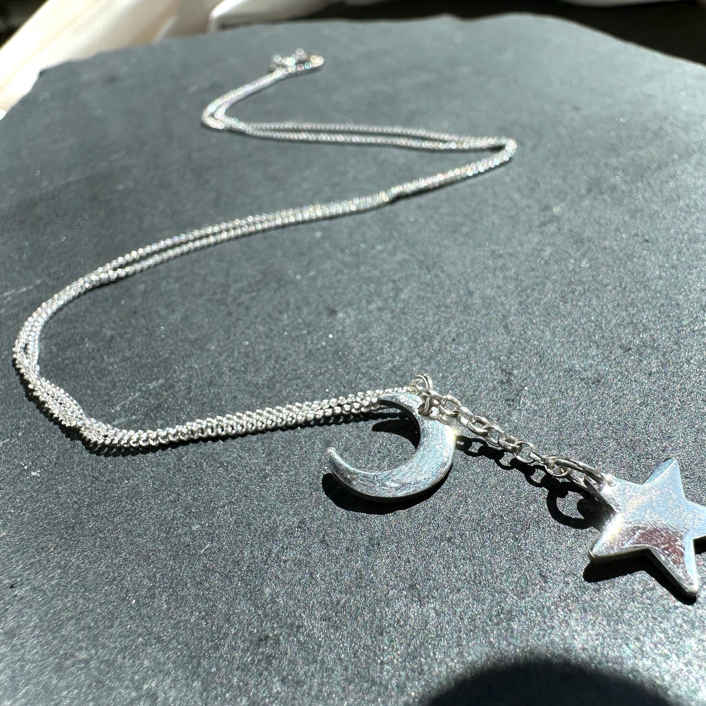 Sterling Silver Star & Moon Necklace