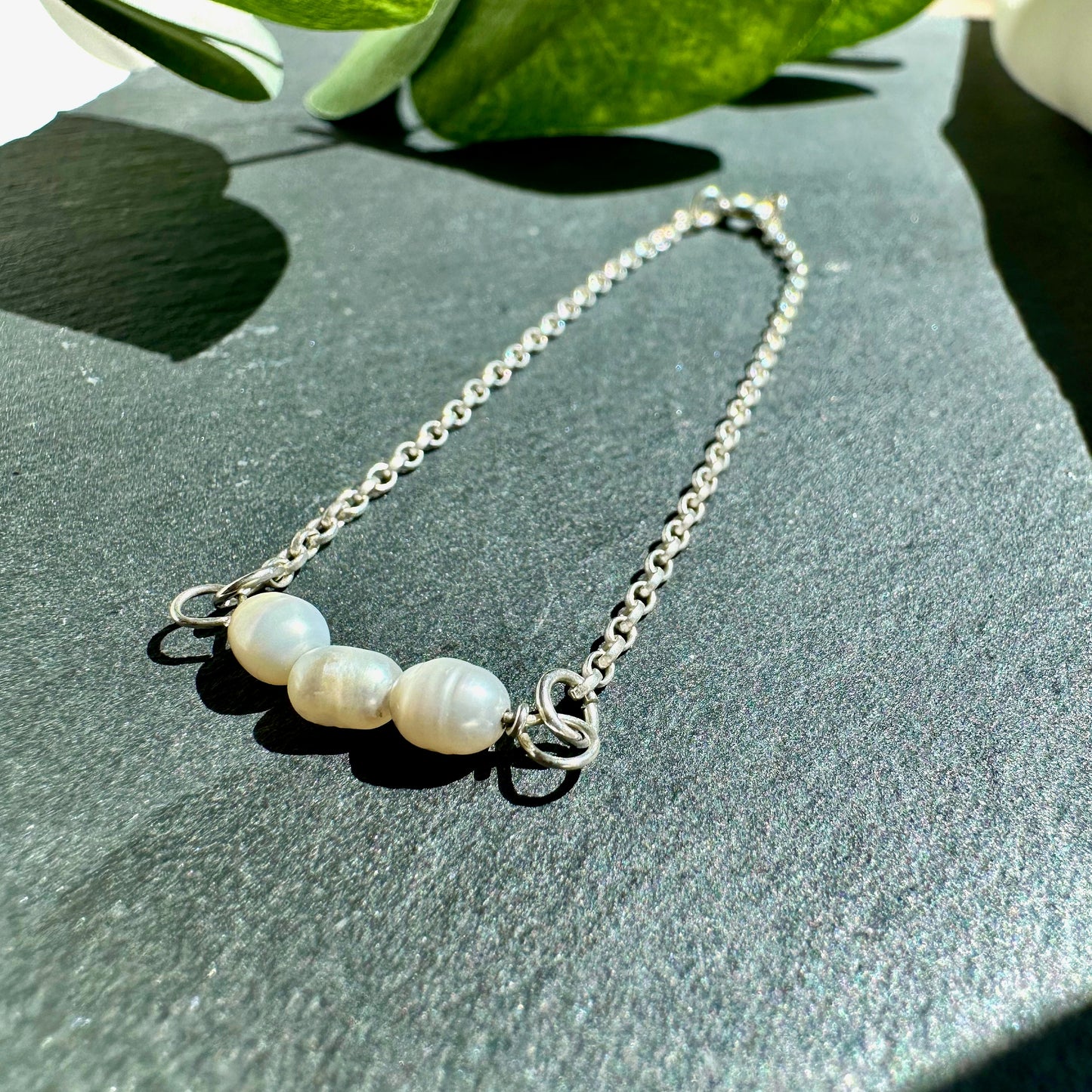 Fresh Water Pearl Bracelet on Sterling Silver Chain