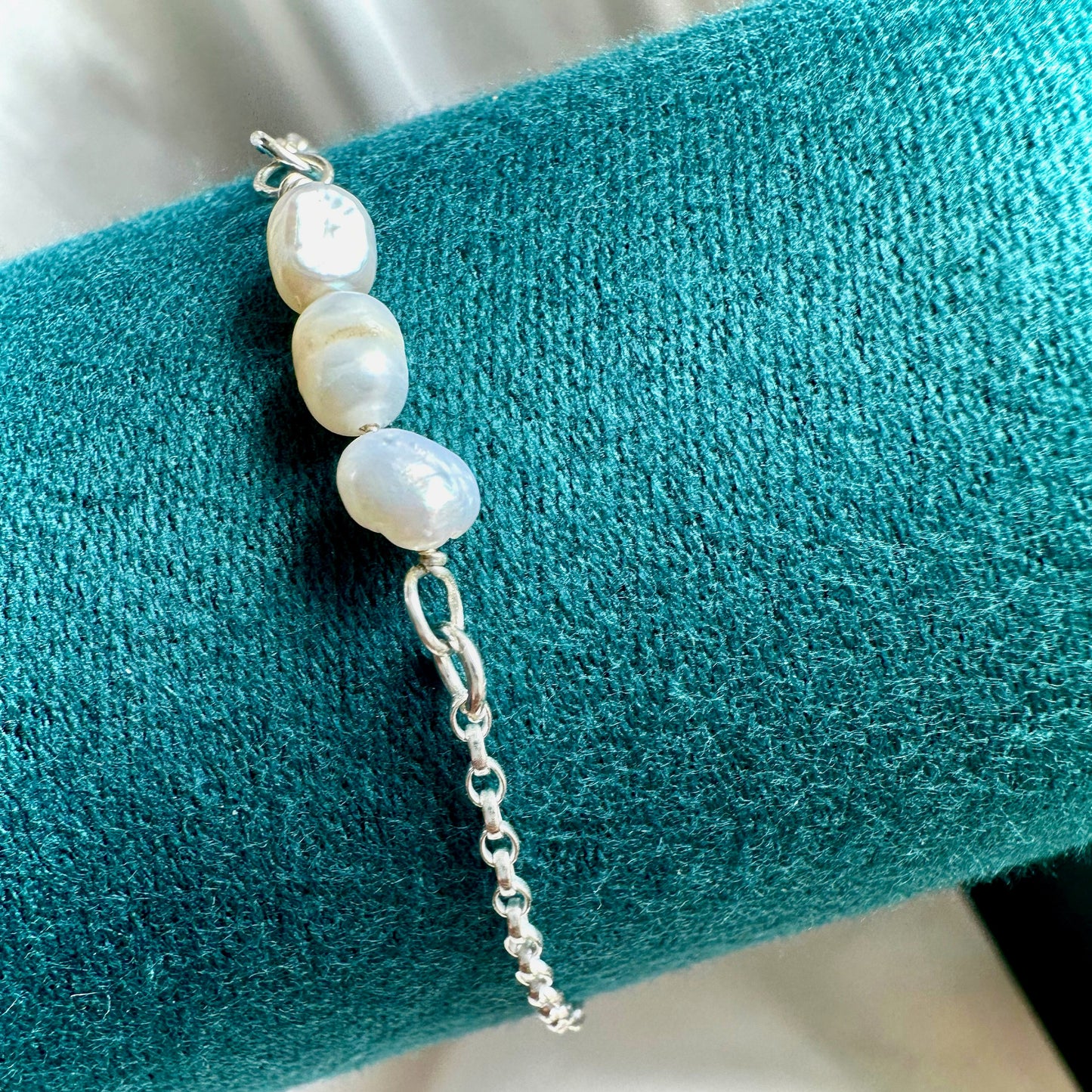 Fresh Water Pearl Bracelet on Sterling Silver Chain