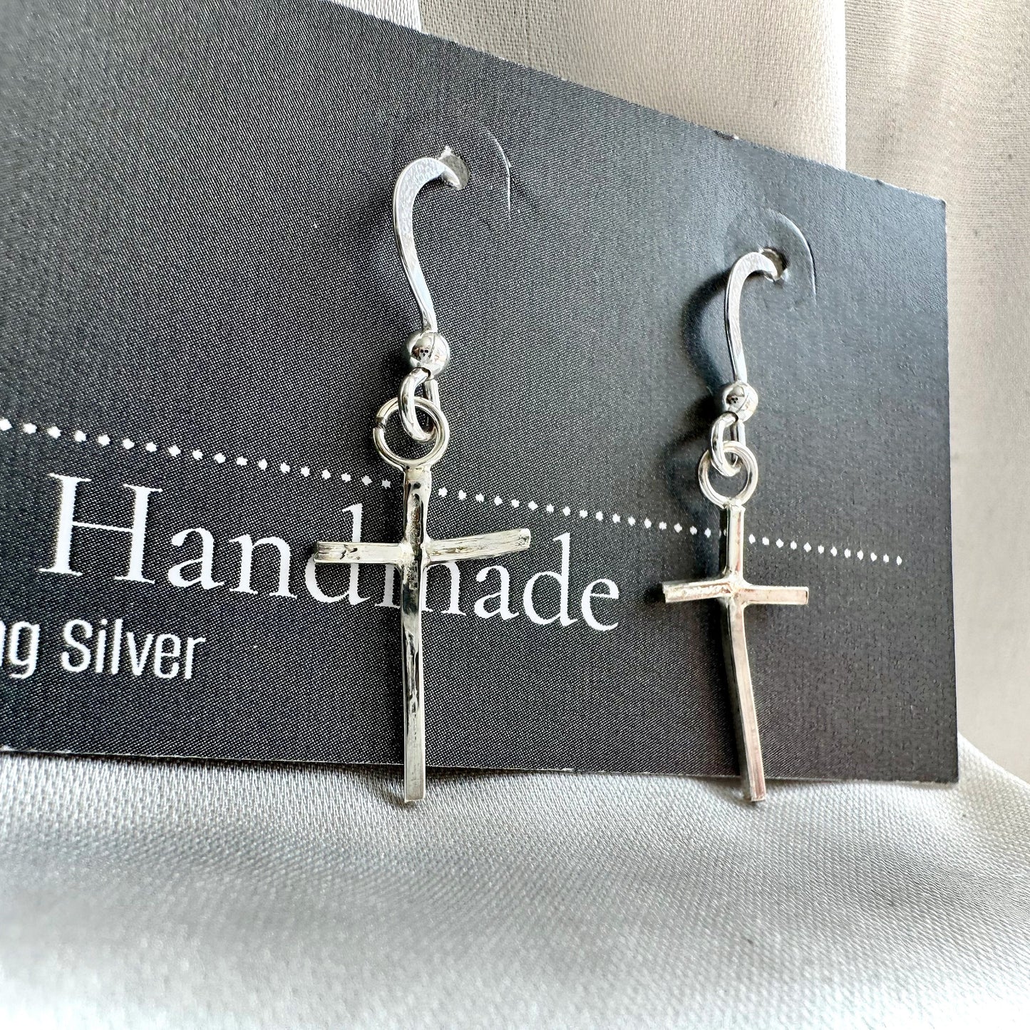 Sterling Silver Cross Dangle Earrings