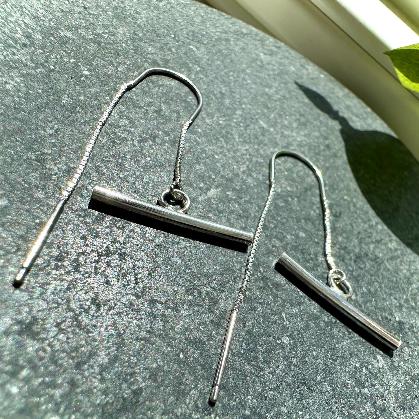 Sterling Silver Bar Dangle Threader or Ear Wire Earrings