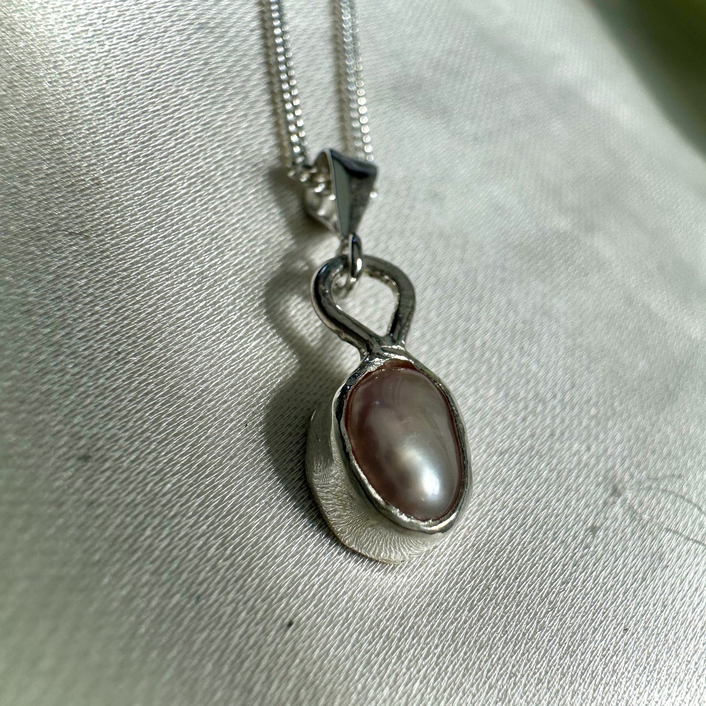 Fresh Water Wonky Pearl in a Sterling Silver Home Pendant and Chain