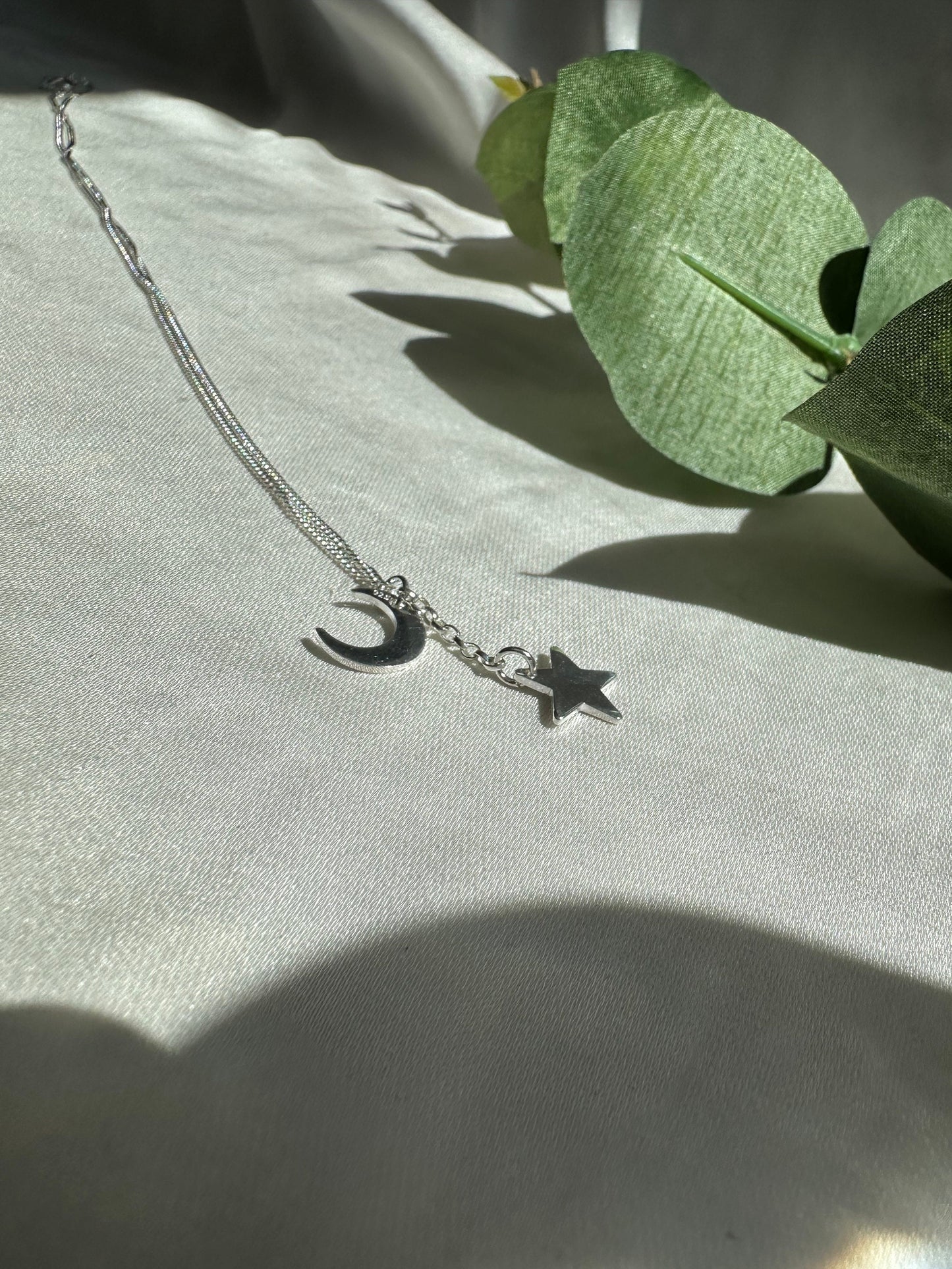 Sterling Silver Star & Moon Necklace