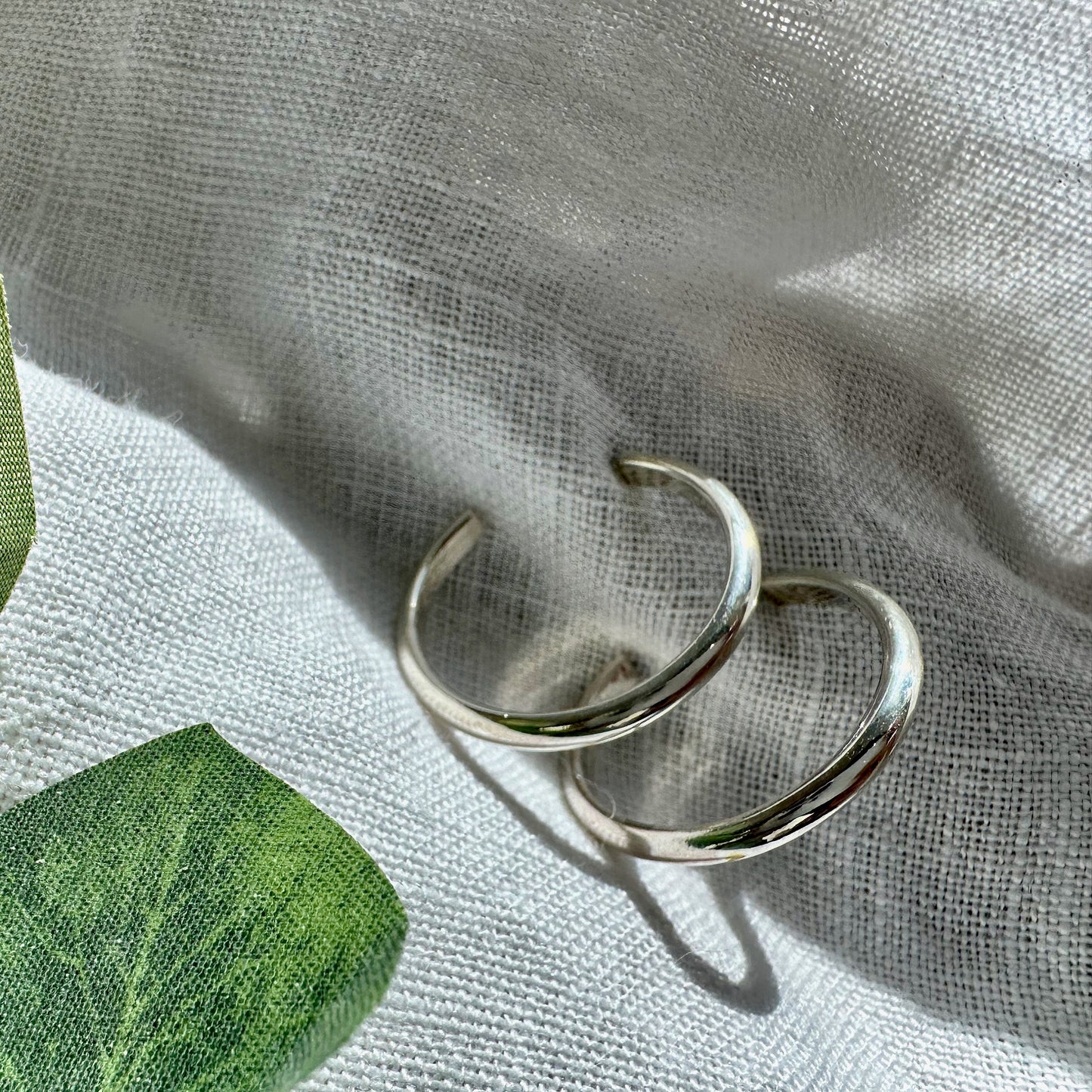 Sterling Silver Statement Medium Hoop Earrings