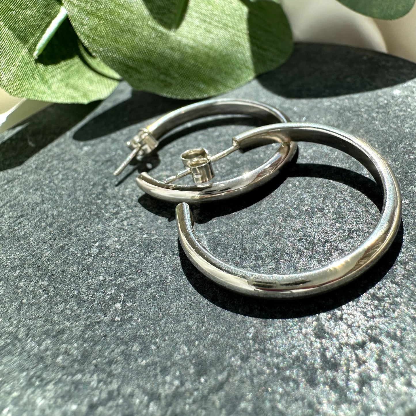 Sterling Silver Statement Medium Hoop Earrings