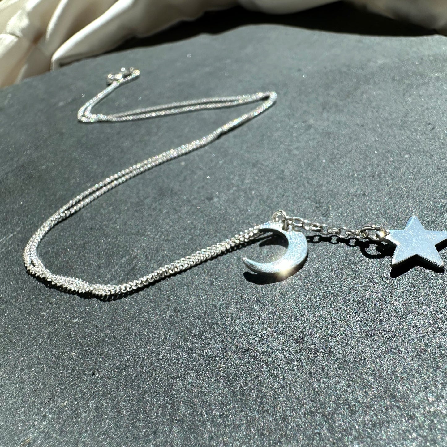 Sterling Silver Star & Moon Necklace