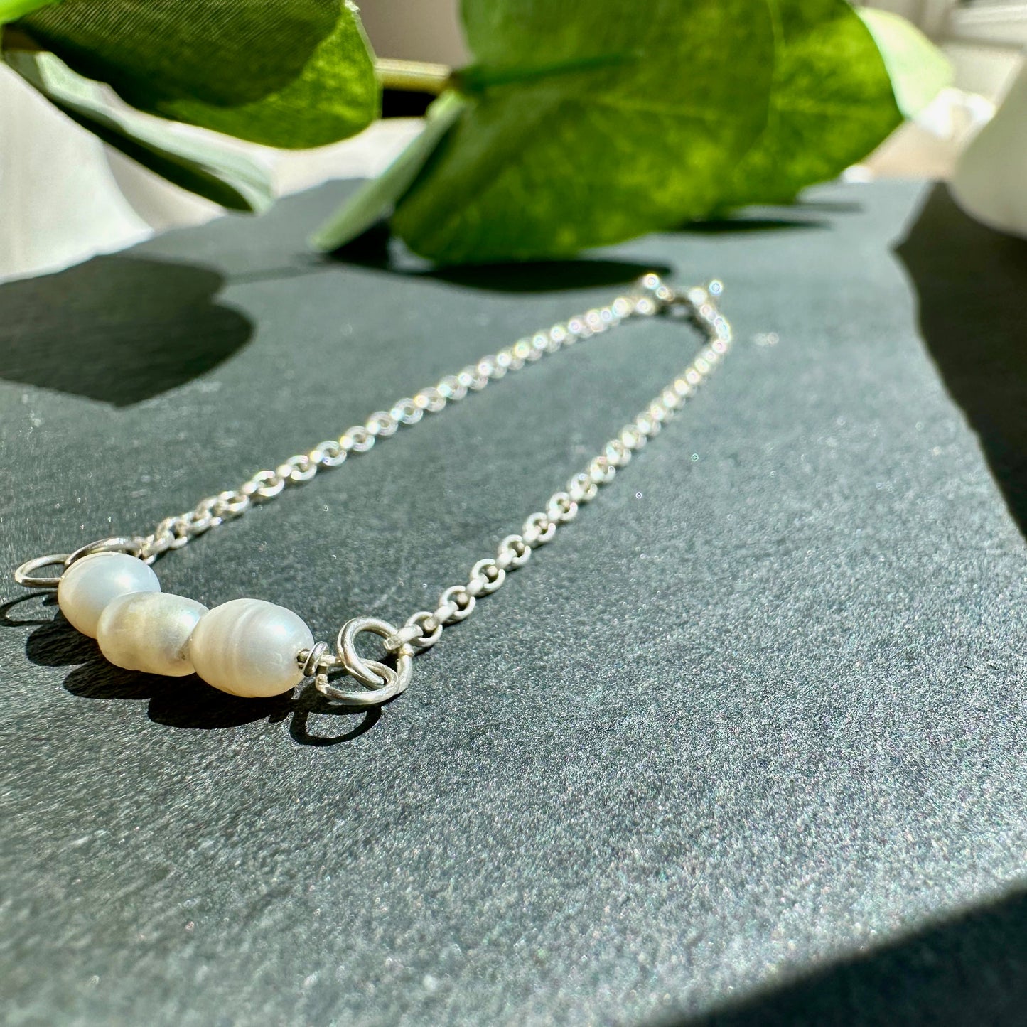 Fresh Water Pearl Bracelet on Sterling Silver Chain