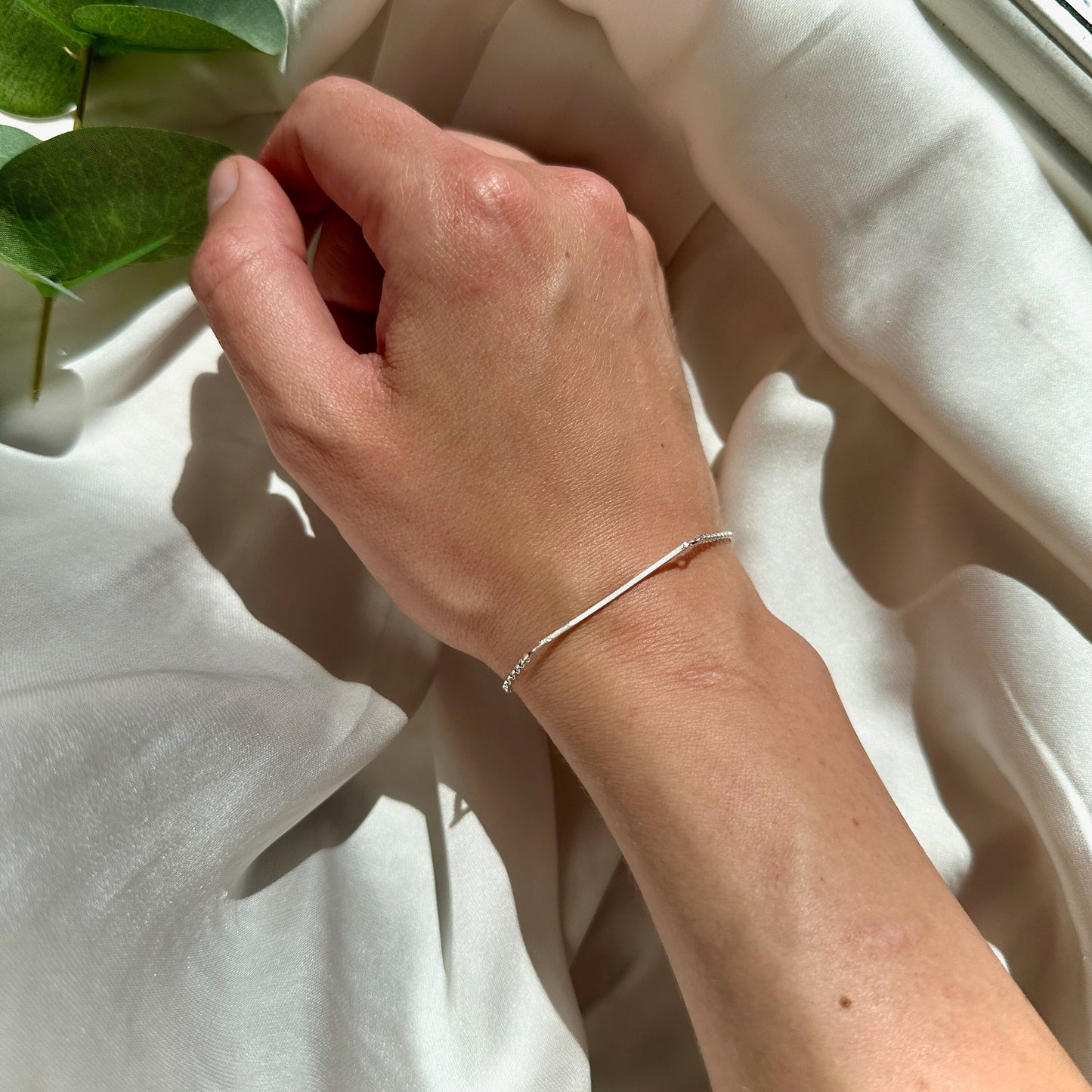 Elegant Sterling Silver Square Wire Bracelet