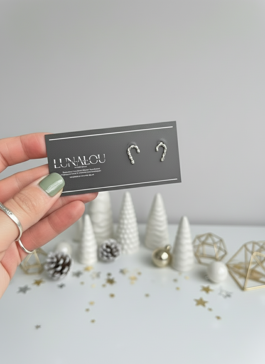 Twisted sterling silver earrings in the shape of a pair of candy canes, perfect for a Christmas gift or a special treat for yourself.