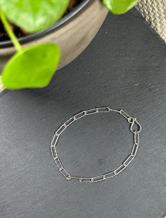 925 Sterling Silver Sparkle Mini Paper-chain Bracelet