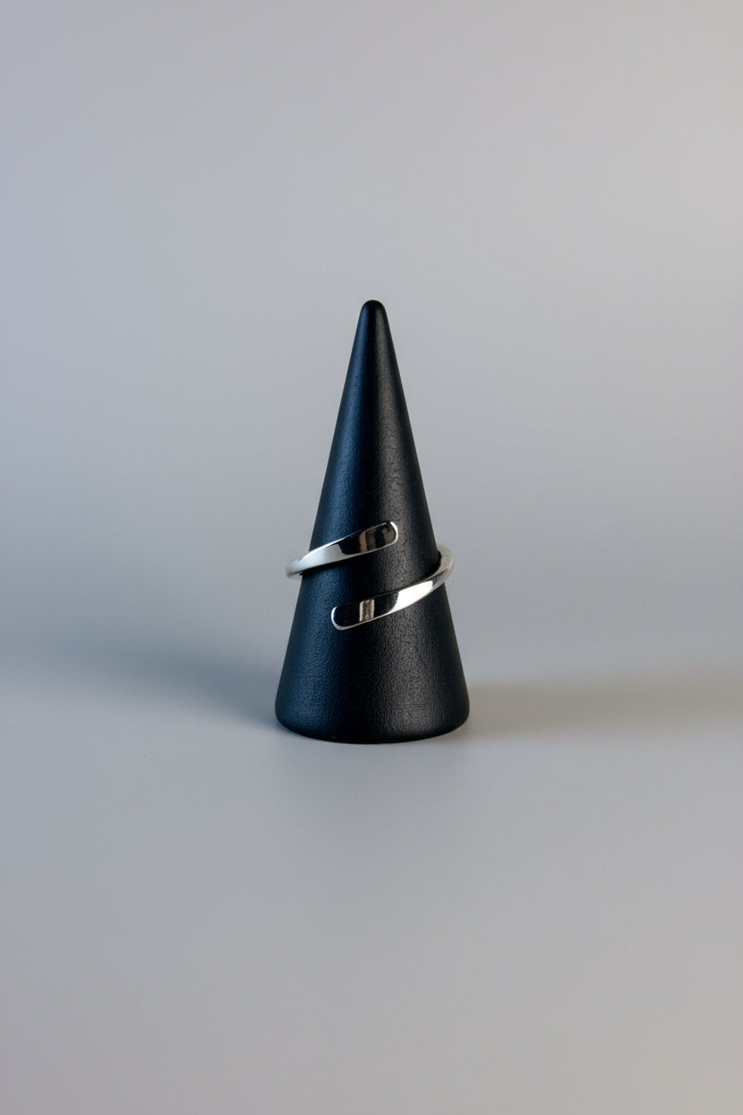 handmade silver ring, adjustable silver ring, sterling silver wrap ring, hammered silver ring, recycled silver jewellery, eco silver ring, minimalist silver ring, handmade jewellery UK, artisan silver ring, ethical jewellery, LunaLou silver