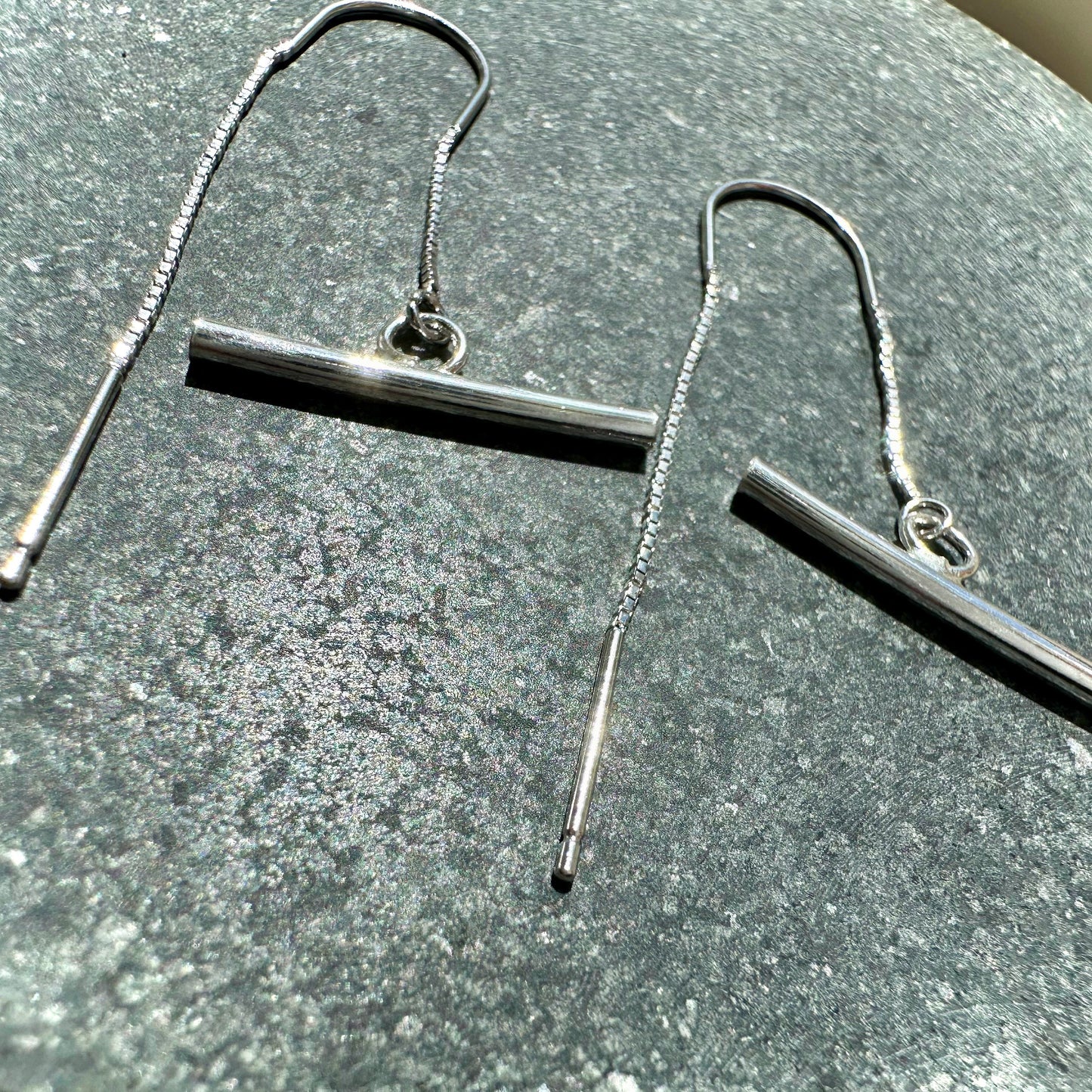 Sterling Silver Bar Dangle Threader or Ear Wire Earrings