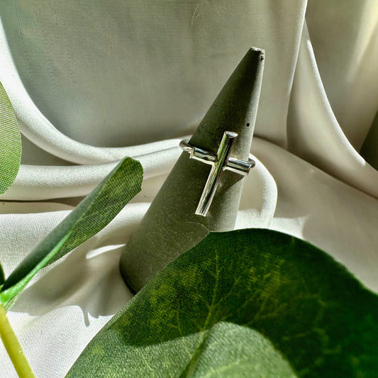 Sterling Silver Statement Cross Ring