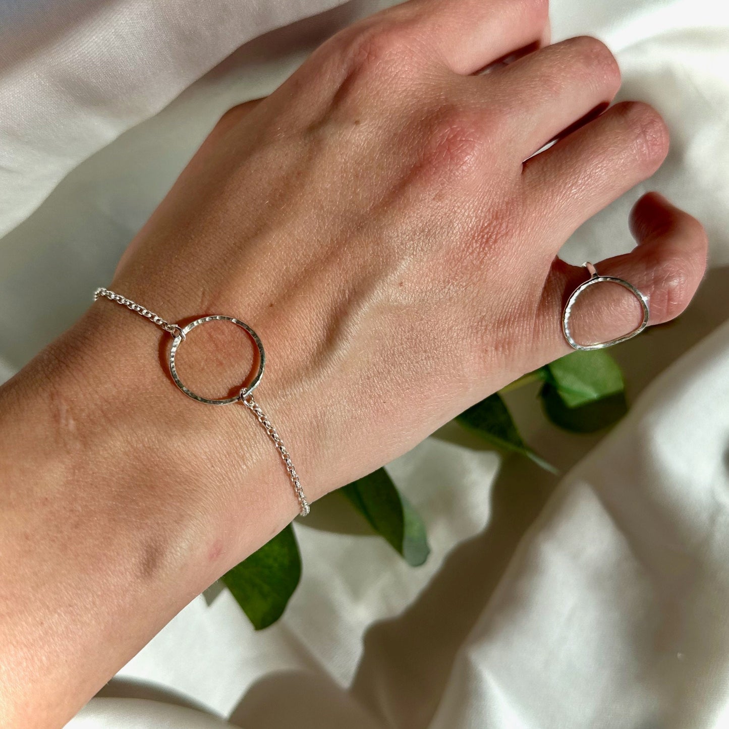 Textured Circle Sterling Silver Bracelet