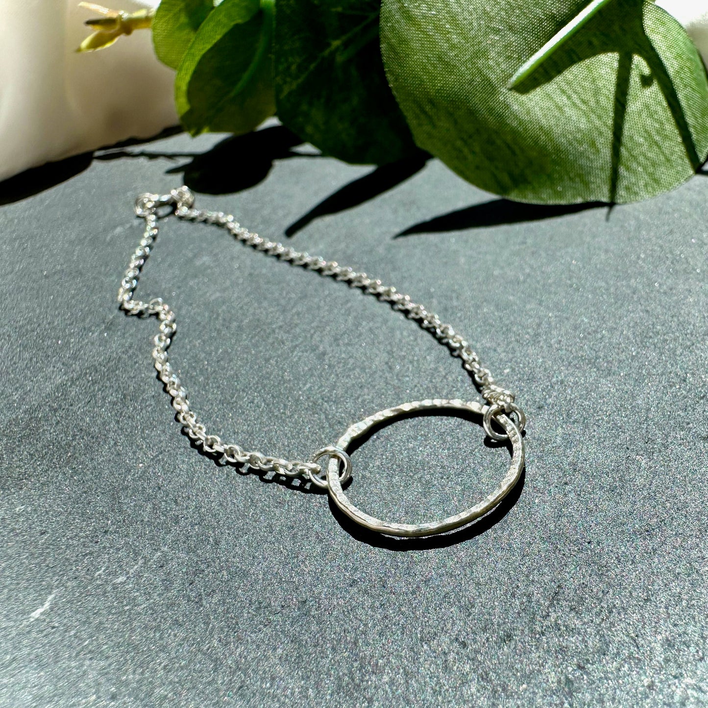 Textured Circle Sterling Silver Bracelet
